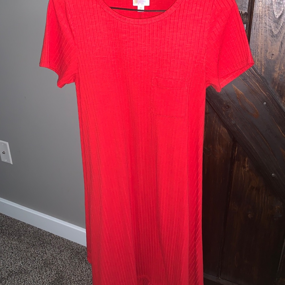 LulaRoe high low ribbed red dress